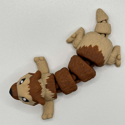 A medium-sized, 3D printed articulated ferret measuring around 10cm or 4inches - from 3D Busy Hands by Lizzyanthus