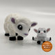 3D printed sheep and lamb with flexible, positionable bodies - designed by MatMire Makes - available from 3D Busy Hands