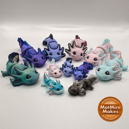 Selection of micro mini and medium sized Axolotl fidget toys