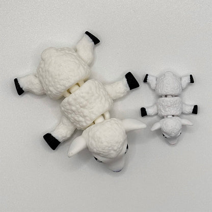 3D printed white sheep and lamb fidget toys available in two sizes from 3D Busy Hands by Lizzyanthus