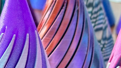A selection of spiral cones designed as pass through toys